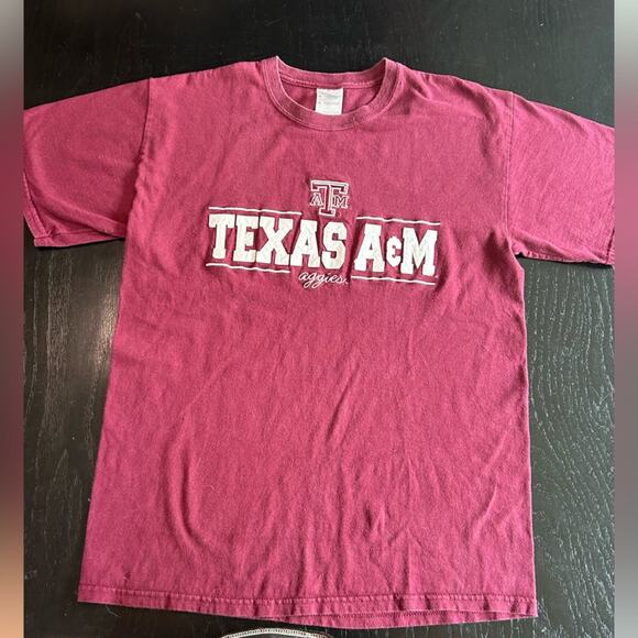 Maroon Texas A&M T-Shirt- retro- some wear Medium- pre skrunk - Picture 1 of 7